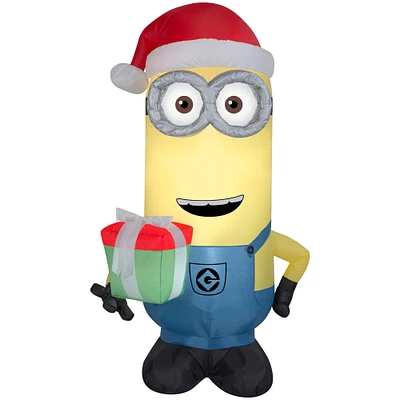 5ft. Airblown® Inflatable Christmas Universal© Minions™ Kevin with Present & Santa Hat
