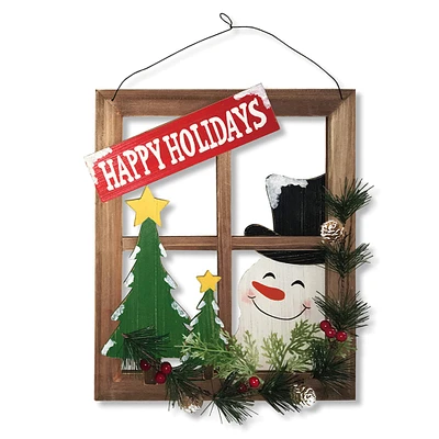 15" Window with Snowman Hanging Décor 