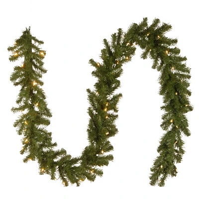 9' x 10" Pre-lit North Valley® Spruce Artificial Christmas Garland with 50 Battery Operated Dual LED Lights