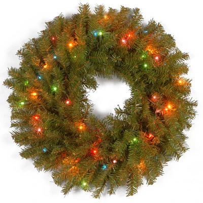 24" Norwood Fir Wreath with Multicolor Lights