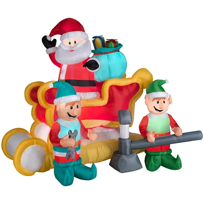 5.5ft. Airblown® Inflatable Christmas Santa Tinkering Sleigh Scene