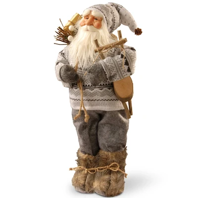 17.7" Standing Santa with Gray Sweater