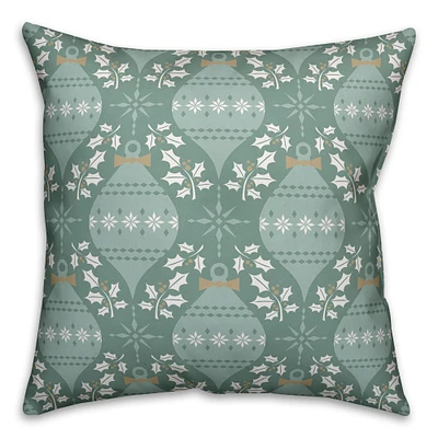 Green Christmas Ornaments Throw Pillow