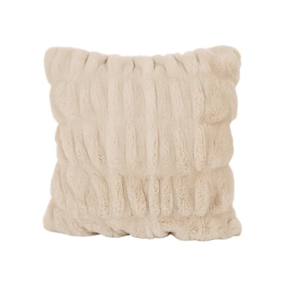 Glitzhome® 18" Cream Faux Fur Elastic Cushion Cover