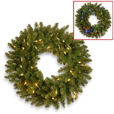 24" Kingswood® Fir Wreath with Dual Color LED Lights