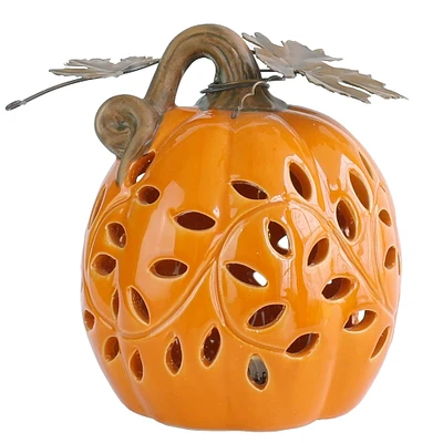 6" Ceramic Pumpkin LED Decoration