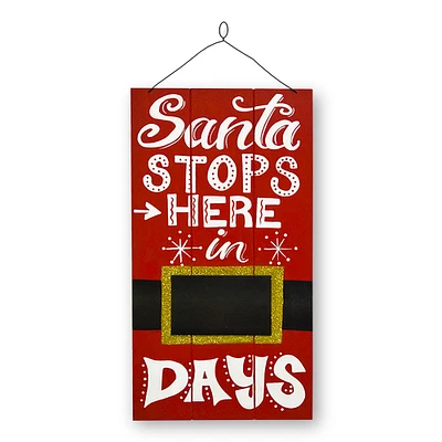 22" Santa Stops Here Hanging Sign Home Décor