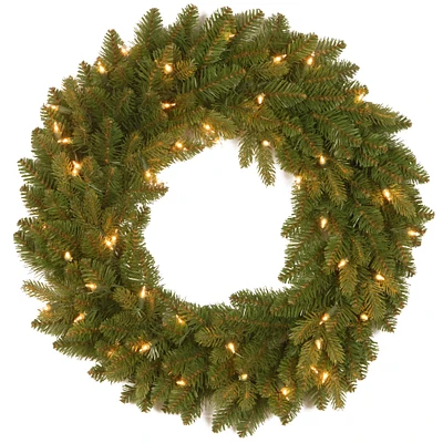 24" Feel Real® Avalon Spruce Wreath With Clear Lights