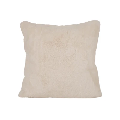 Glitzhome® 18" White Faux Fur Cushion Cover