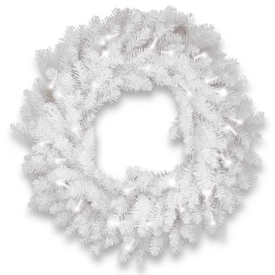 30" Dunhill® White Fir Wreath with Clear Lights