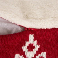 Glitzhome® 18" Knitted Snowflake Red Pillow Cover with Tassels