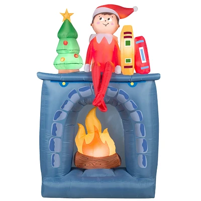 6.5ft. Airblown® Inflatable Christmas Elf & Fireplace