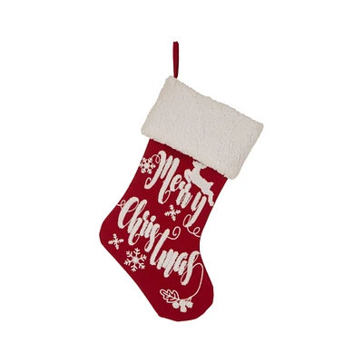 Glitzhome® 21" Merry Christmas Fabric Christmas Decoation Stocking