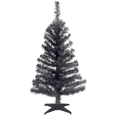 3ft. Unlit Black Tinsel Artificial Christmas Tree