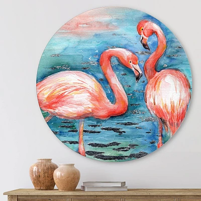 Designart - Pink Flamingos In Blue Water I