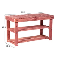 Household Essentials CedarFresh 18" 2-Tier Cedar Shoe Rack and Seat Bench