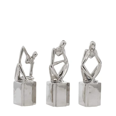 CosmoLiving by Cosmopolitan Silver Ceramic Sculpture Set