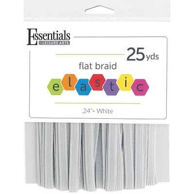 Essentials by Leisure Arts Flat Braid Elastic, 0.24"x 25yd.