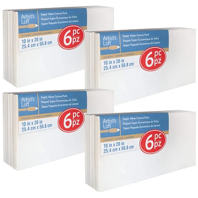 4 Packs: 6 ct. (24 total) 10" x 20" Super Value Canvas Pack by Artist's Loft® Necessities™