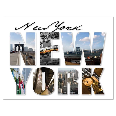 Designart - New York City Graphic Montage - Large Cityscape Canvas Art Print