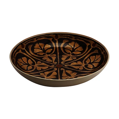 Hello Honey® Brown & Taupe Patterned Hand Painted Stoneware Serving Bowl