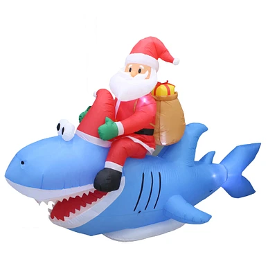 9ft. Inflatable Christmas Santa Riding Shark