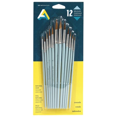 12 Packs: 12 ct. (144 total) Art Alternatives Natural Hair Watercolor Brush Set