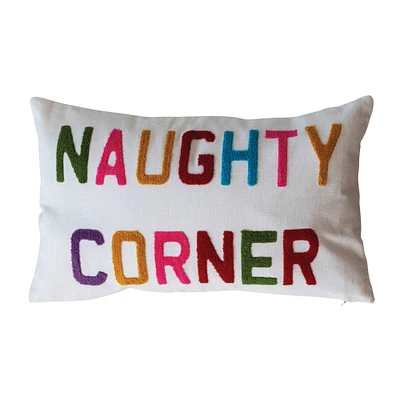 Hello Honey® 20" x 12" Naughty Corner Cotton Slub Lumbar Pillow with Tufting