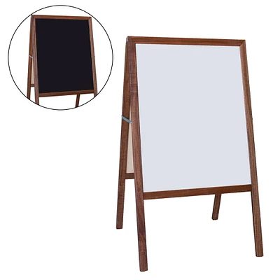 Flipside 42" x 24" Stained Marquee Easel with White Dry Erase Board & Black Chalkboard