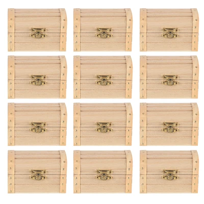 12 Pack: 3.5" Wood Treasure Chest by Make Market®