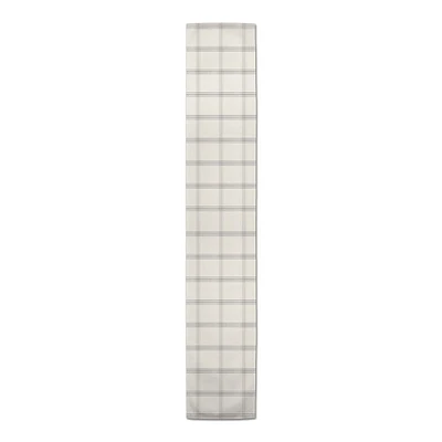 90" Gray Plaid Linen Table Runner