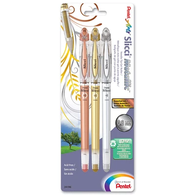 Pentel® Slicci® 0.8mm Needle Tip Metallic Gel Pen 3 Set