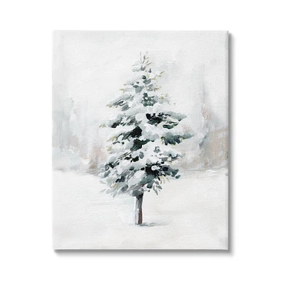 Stupell Industries Wintery Snow Tree Scene Canvas Wall Art