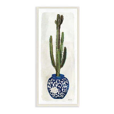 Stupell Industries Cactus in Blue Ornate Vase Succulent Still Life Wall Plaque