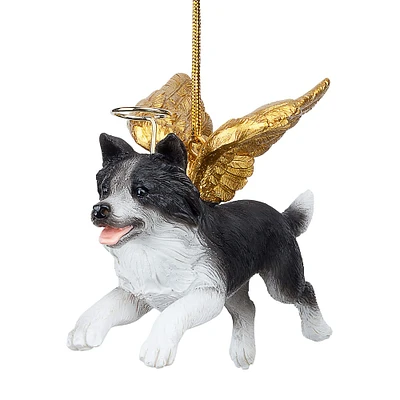 Design Toscano Honor the Pooch Border Collie Holiday Dog Angel Ornament Collection