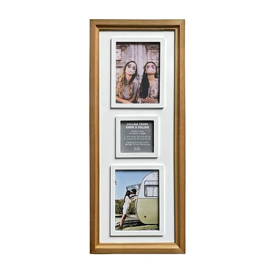 3 Opening Natural Woodgrain Collage Frame with Raised Mat by Studio Décor®