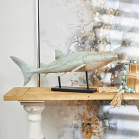 38.5" Distressed Polystone Coastal Whale Shark Décor