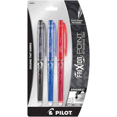 Pilot FriXion Black, Blue & Red Extra Fine Point Erasable Gel Pen Set