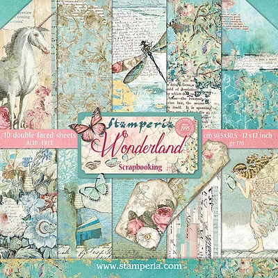 Stamperia Wonderland Double-Sided Paper Pad, 12'' x 12''