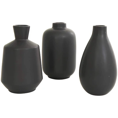 Black Ceramic Minimalistic Vase Set