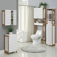 Organize It All 3-Shelf White Bamboo Over the Toilet Cabinet