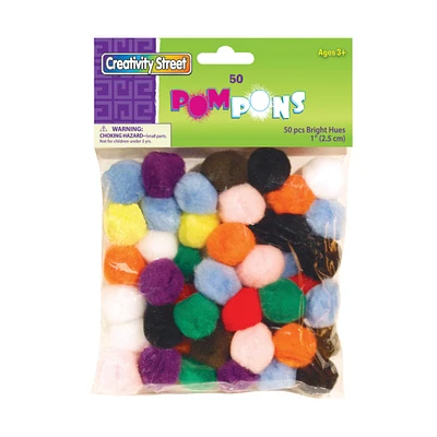 12 Packs: 50 ct. (600 total) Creativity Street® 1" Bright Hues Pom Pons