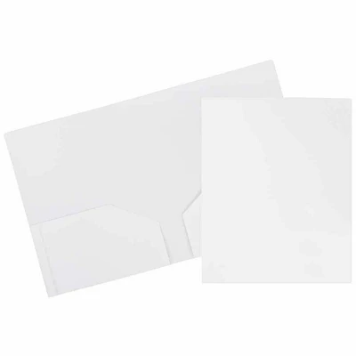 JAM Paper 9.5" x 11.5" White Plastic Heavy Duty Two Pocket Folder