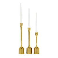 CosmoLiving by Cosmopolitan Set of 3 Gold Candle Holder 14", 12", 10"