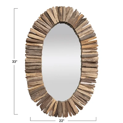 Hello Honey® 33" Natural Coastal Oval Driftwood Framed Wall Mirror