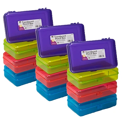 Assorted Charles Leonard Transparent Pencil Boxes, 12ct.