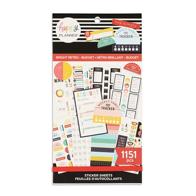 The Classic Happy Planner® Bright Retro Value Pack Stickers