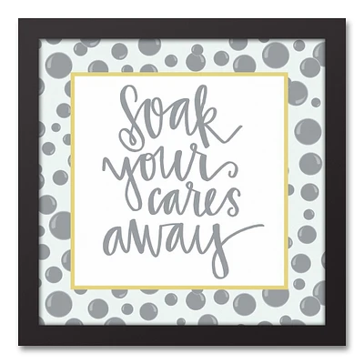 Soak Your Cares Away 13.73" x 13.73" Black Framed Canvas