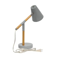 Simple Designs 16.7" Wooden Pivot Desk Lamp