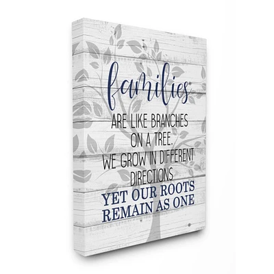 Stupell Industries Family Branches and Roots Phrase Tree Growth Inspiration Canvas Wall Art